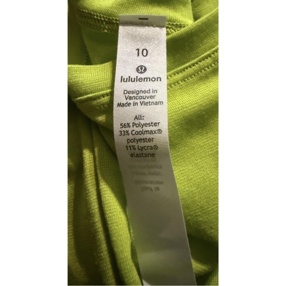 Lululemon Shirt Womens 10 Neon Green Short Sleeve Split Hem Athletic Gym Top - Picture 3 of 7